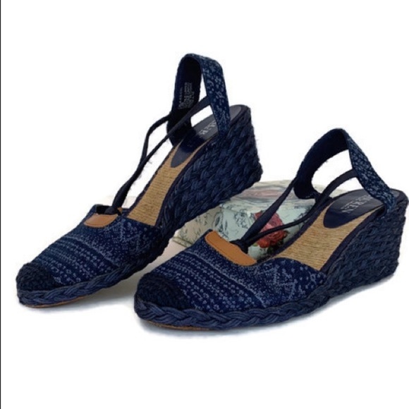 Lauren Ralph Lauren Shoes - Lauren Ralph Lauren Cala Espadrille Wedge Blue Shoes Size 8.5 B